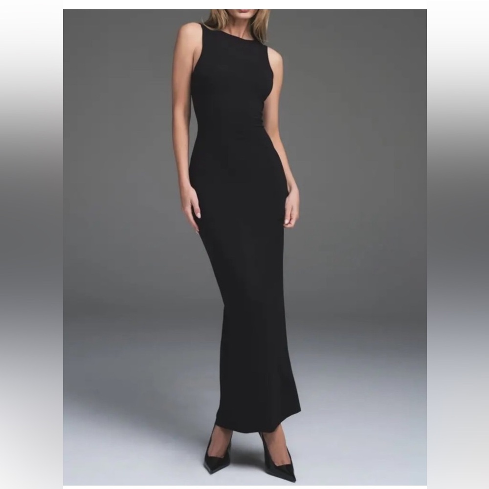 SKIMS black boat neck maxi dress